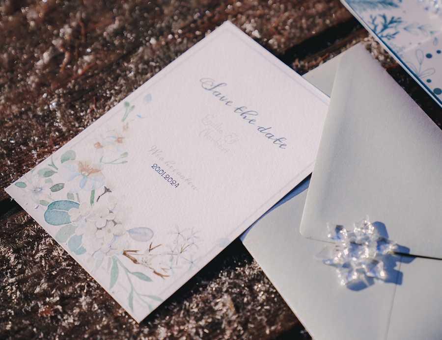 Winterhochzeit | Einladung und Save the date_winterlich | emilia & norbert